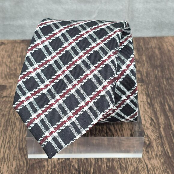 Egara Neck Tie 100% Silk Black Red White Plaid Grey Floral Designer Unique Gift - Picture 4 of 12